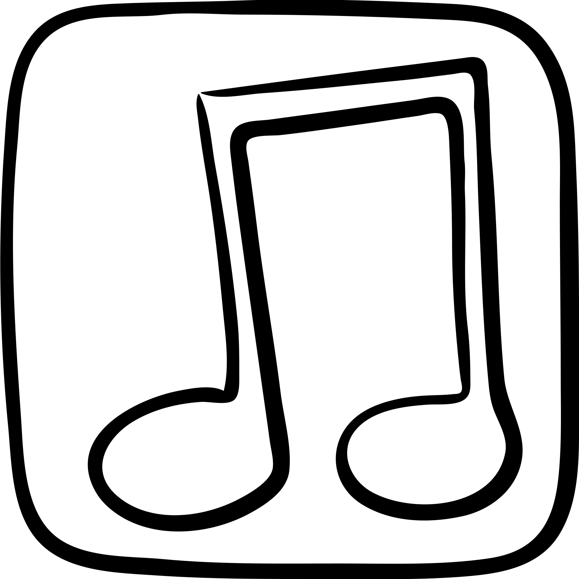 music icon square shape hand drawn black outline emoji