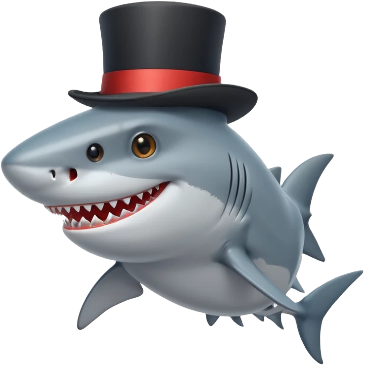 Shark with a top hat emoji