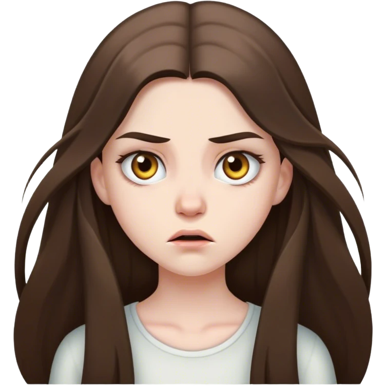  beautiful pale brunette girl with long hair pissed off eyes around emoji