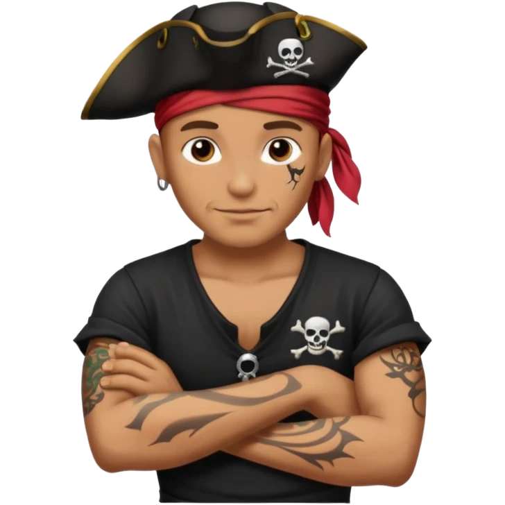 Pirate with black shirt saying I love you emoji