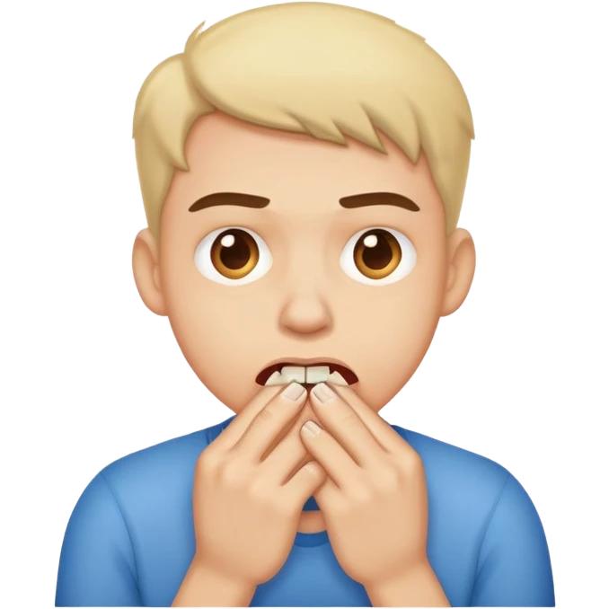 Nervous cute nail biting emoji