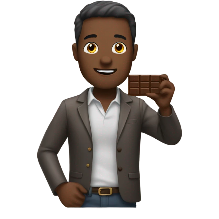 man eating chocolate bar  emoji