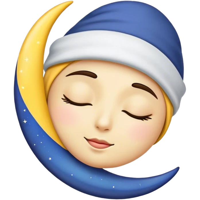 Crescent moon with sleeping hat emoji