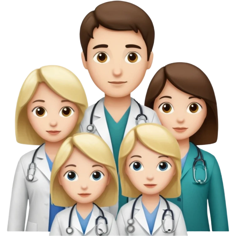 4 doctors. 3 girls 1 boy emoji