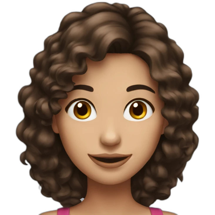 Pretty sweet woman alluring smile dark brown hair  emoji