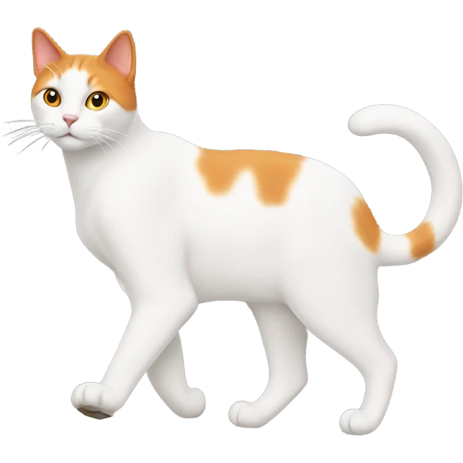 white and orange cat walking emoji