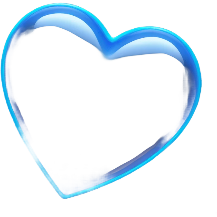 Shiny neon glass blue heart  emoji