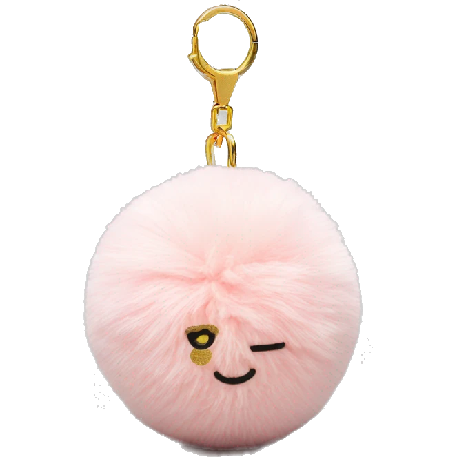 Light Pink and Gold Pom Pom Ball Keyring emoji