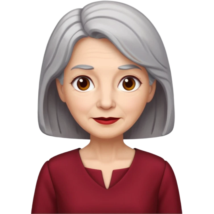 i need an image of a older woman named bonny who is a bind fund manager. where dark red professional dress with grey hair emoji