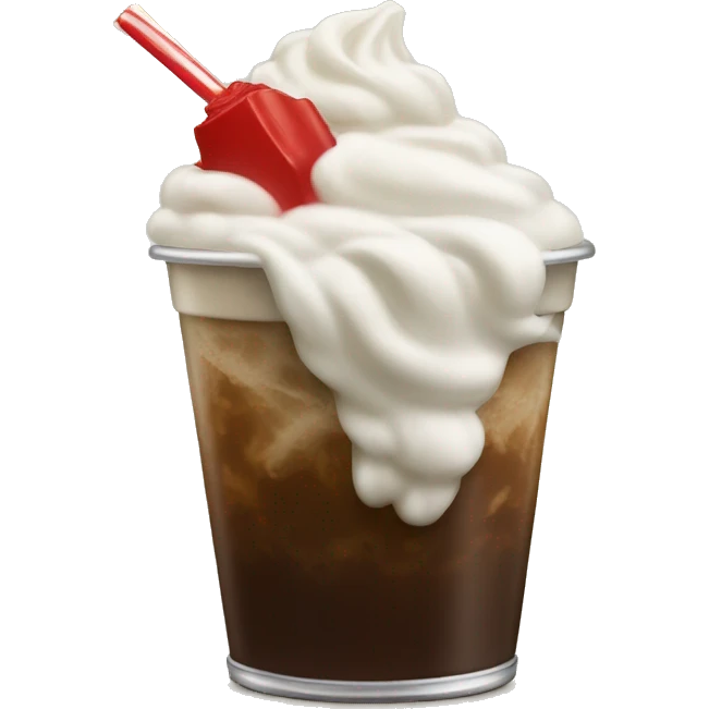 Coke float in cup and with staw emoji