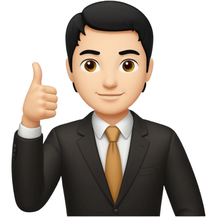 Boss with thumbs up black hair emoji