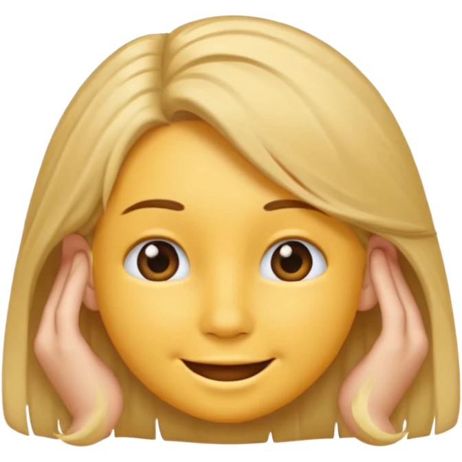 Face emoji smiling and tucking hair behind ear emoji