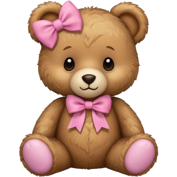 Cute teddy bear with a pink bow. emoji