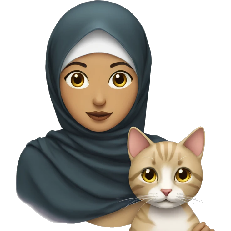 hijab girl with cat emoji