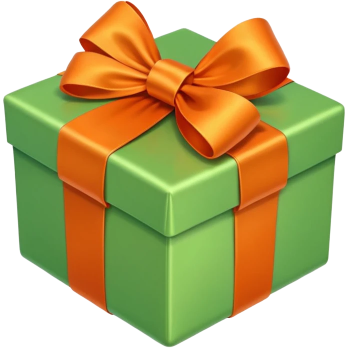 make present box in light green color with Orange bow  emoji