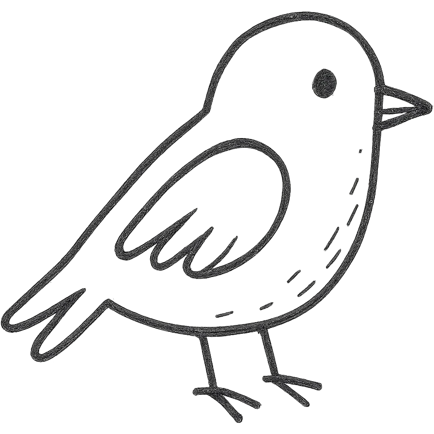 A bird in the style of an icon, hand drawn emoji
