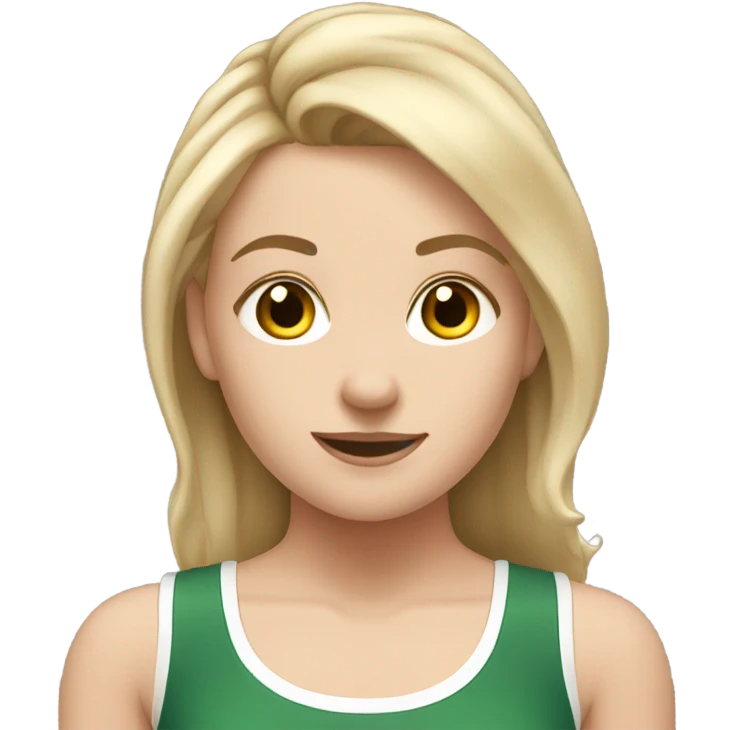 white girl with dirty blonde hair doing gymnastics emoji