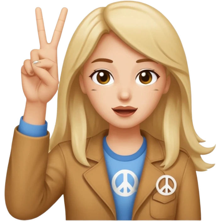 Marjuly throwing up a peace sign  emoji
