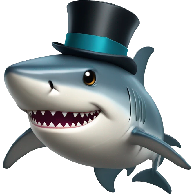 Shark with a top hat emoji
