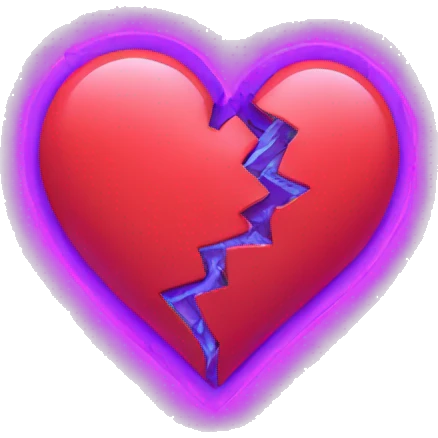 neon broken heart emoji