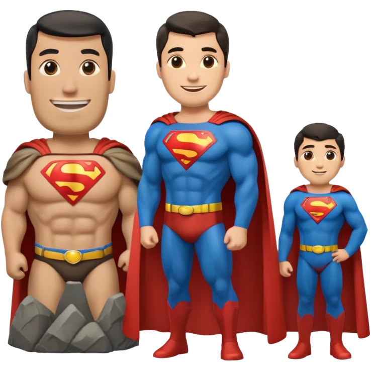 a moai emoji with a superman cape with the original face or the moai emoji with a super man saving people vibe like the superman there is some man waiting in the sky meme but then with moai emoji
