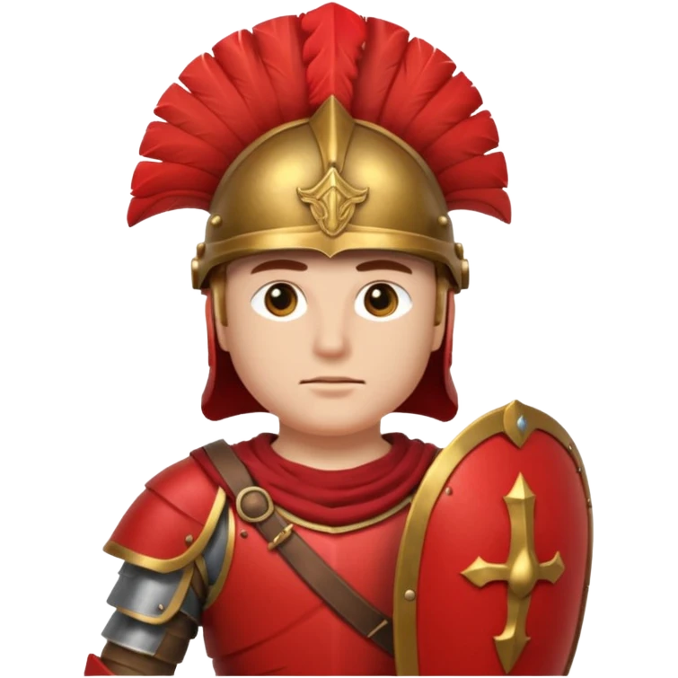 A strong Roman soldier in red-plumed helmet, bronze armor, and firm shield stance.
 emoji