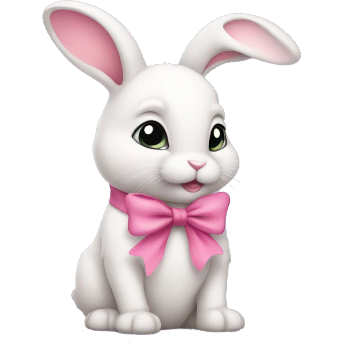 Cute bunny with a pink bow emoji