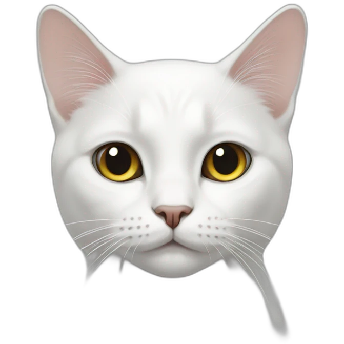 white cat,black forehead emoji