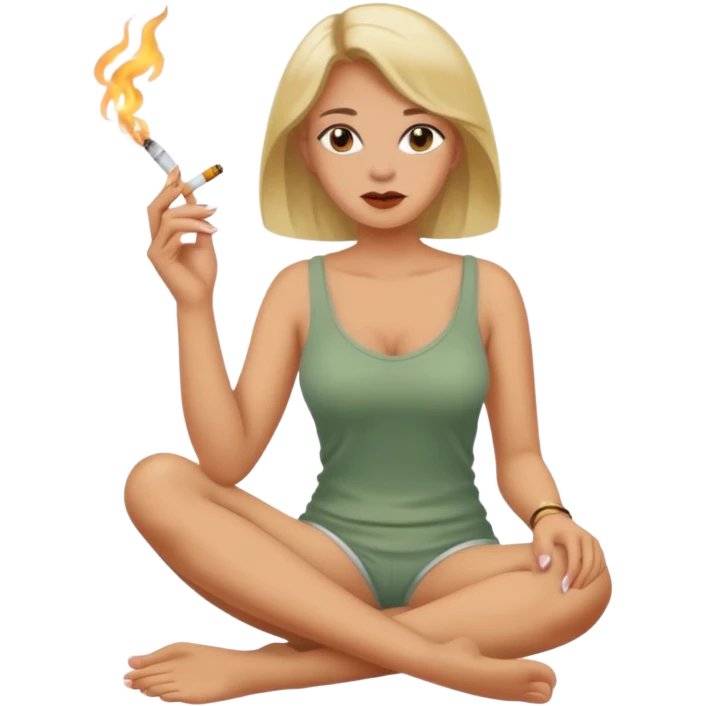 femme pieds nus qui fume emoji