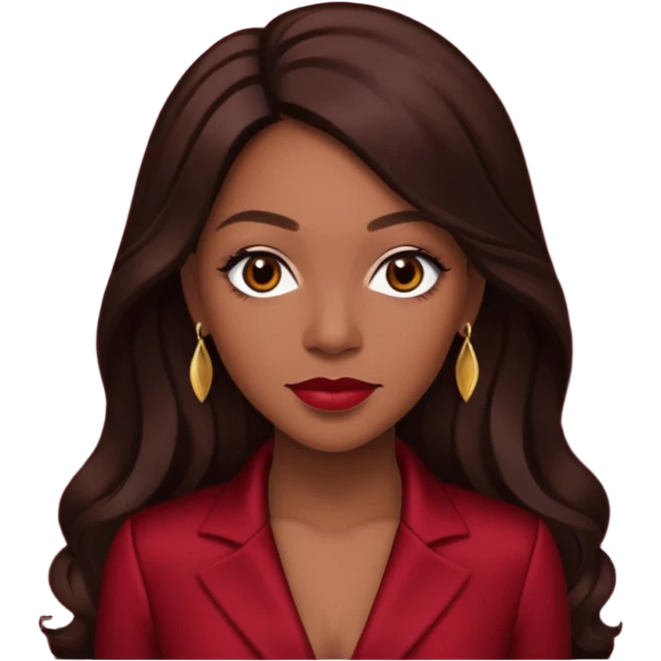 Farrah Franklin from Destiny's Child with long dark brown hair, dark red outfit emoji