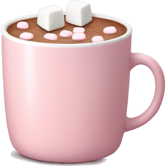 Light Pink mug of hot chocolate with marshmallows  emoji