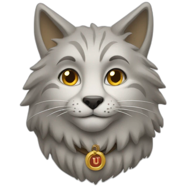 Un chat sur un loup emoji