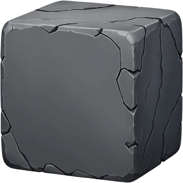 Create a dark gray stone cube, worn and weathered, with rounded and smoothed edges, realistic texture, and subtle imperfections emoji