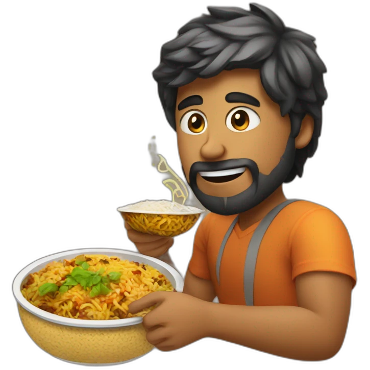 techie coding & eating biryani emoji