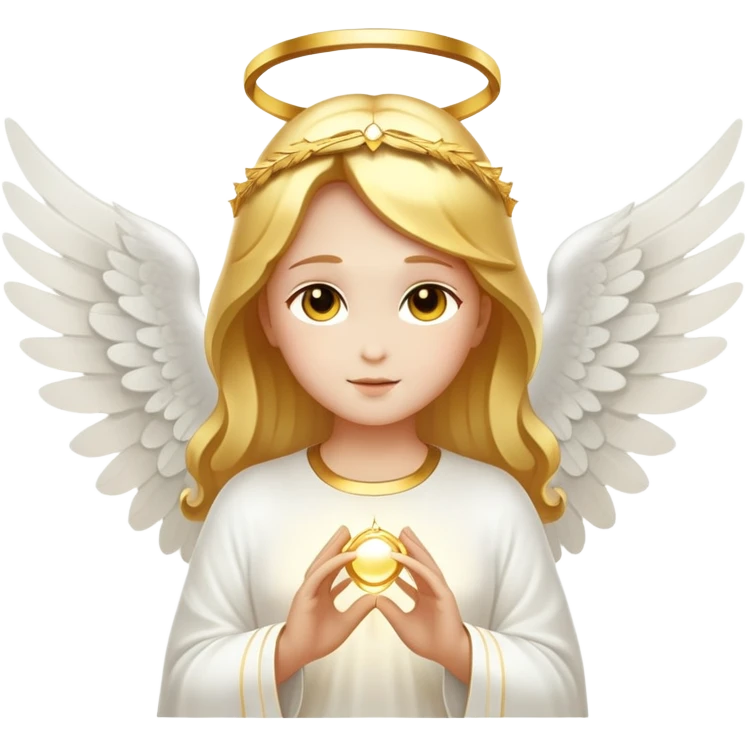 Divine figure with glowing halo and angelic wings emoji