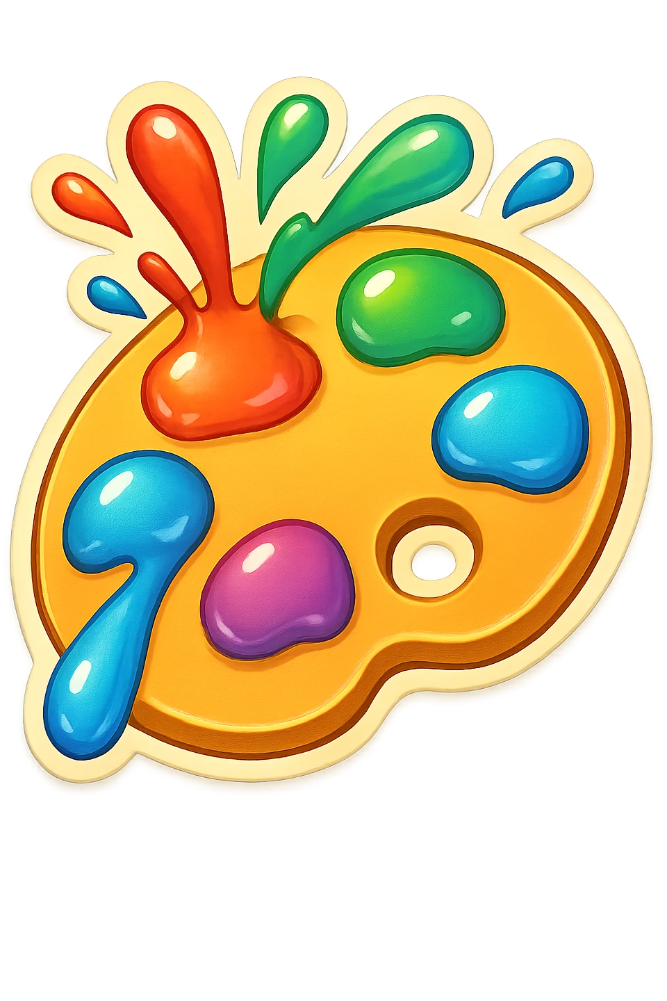 emoji style sticker of a palette with splashes of paint emoji