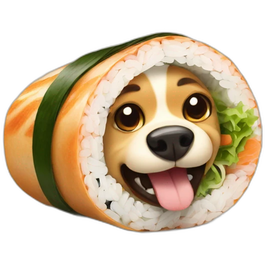 cartoon dog inside sushi roll emoji