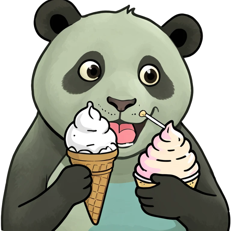 Panda eating ice cream emoji