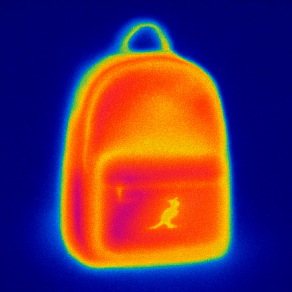 A Kangol backpack with small logo emoji