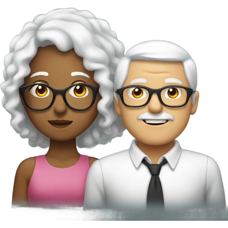 Girl with glasses and a guy with white hair  emoji