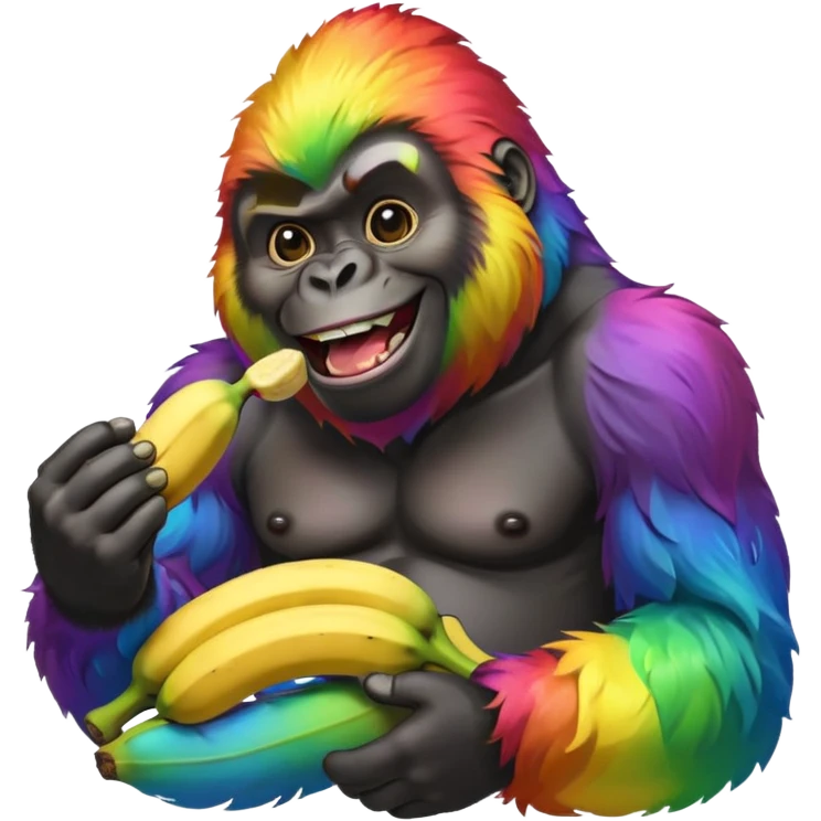 Gay pride gorilla eating bananas emoji