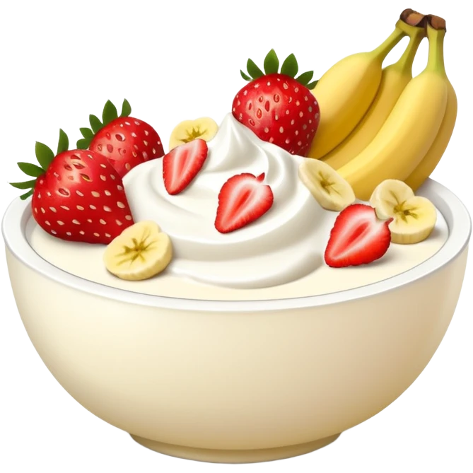 Yogurt bowl with strawberries and bananas emoji