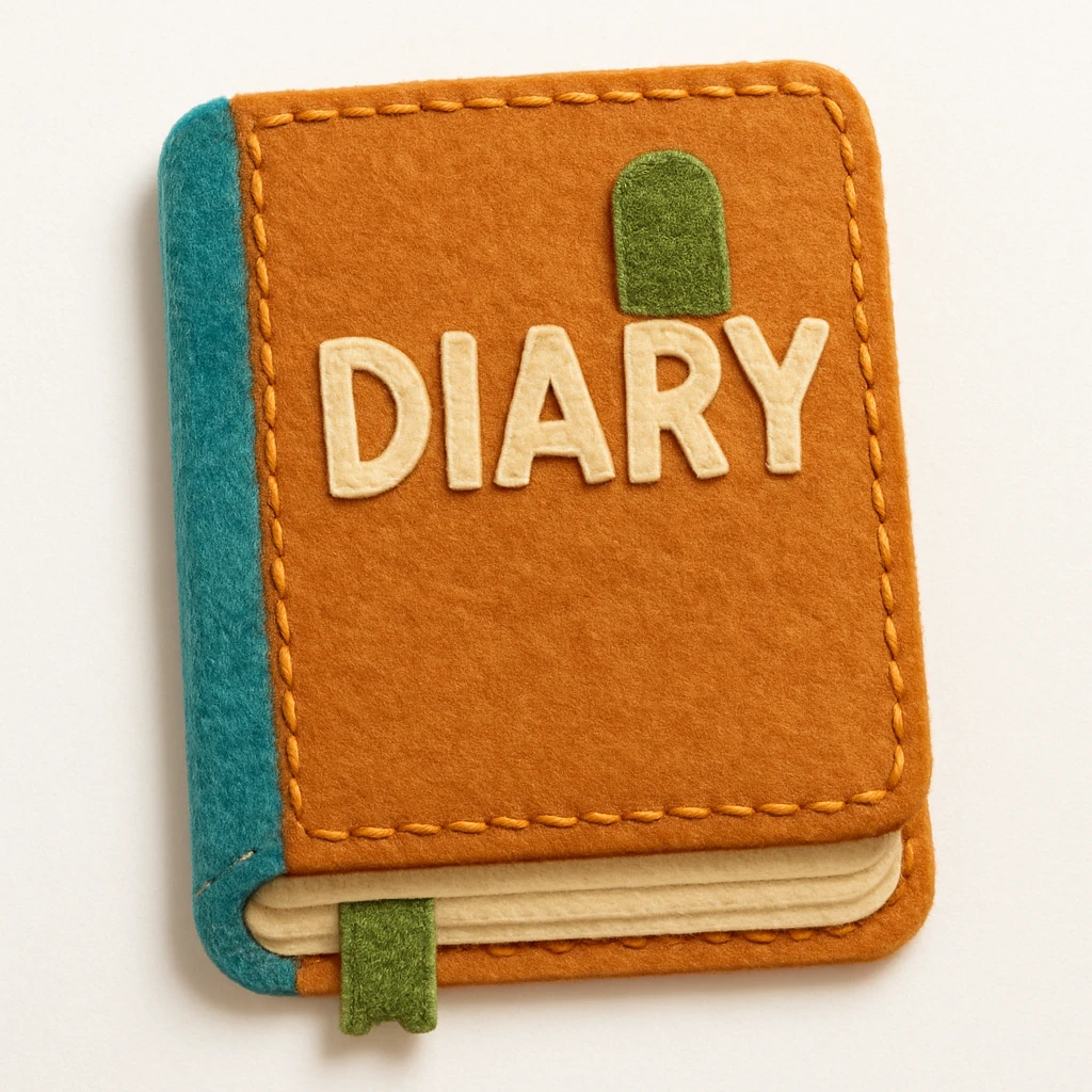 a diary, textured and cozy emoji