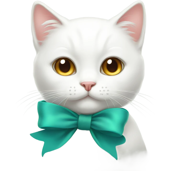 White cat with bow emoji