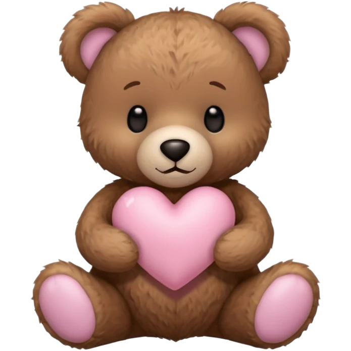 stuffed teddy holding light pink heart emoji