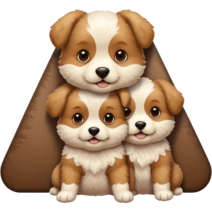 three puppies stacked in a triangle, playful emoji