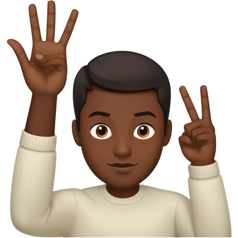 A man with dark hair with both hands flipping off the camera.  emoji