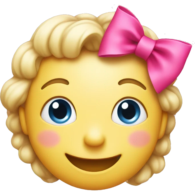 A happy face with a pink bow on top  emoji