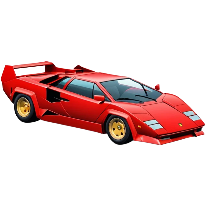 Simplified red Lamborghini Countach sports car, basic geometric shapes, minimal styling emoji