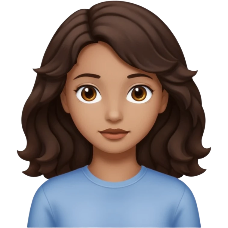 Short hair until shoulders wavy dark brown and with perçems and a soft look but girl more y2k emoji